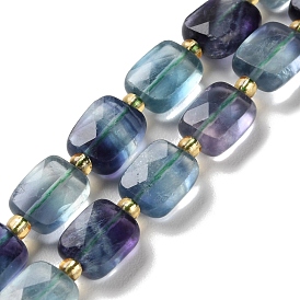 Natural Colorful Fluorite Beads Strands, Faceted, Rectangle