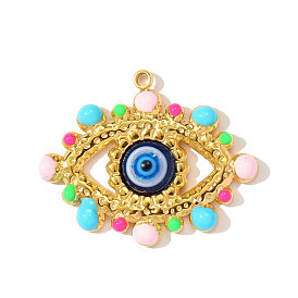 304 нержавеющей стальной эмали подвески, Злые чары глаз, ионное покрытие (ip), реальный 18 k позолоченный