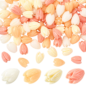 100 шт. 4 цветные синтетические коралловые резные бусины, для изготовления ювелирных изделий DIY, Жасмин