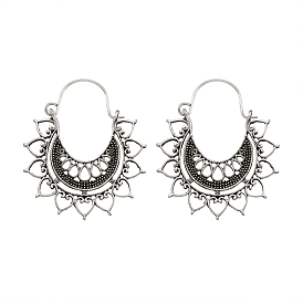 Серьги в стиле ретро с богемным сплавом, серьги мандалы, луна с сердцем