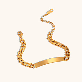 Bracelet à maillons cubains pour femme, 18k bijoux chaîne en acier inoxydable plaqué or