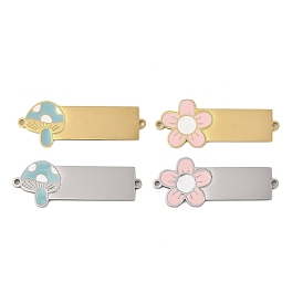 304 Stainless Steel Enamel Connector Charms, Mushroom/Flower Links