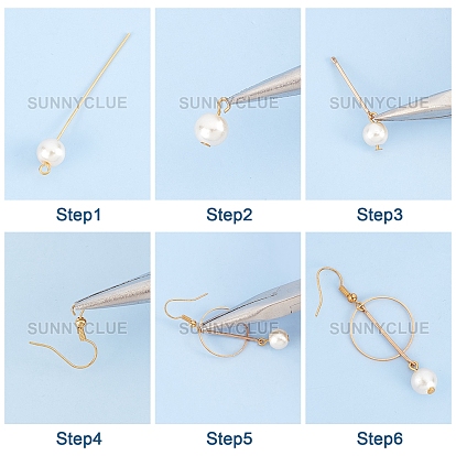 SUNNYCLUE DIY Imitation Pearl Dangle Earring Making Kits, Glass Pearl Beads Strands and Tibetan Style Alloy Charms, Brass Earring Hooks & Jump Rings & Pins & Links