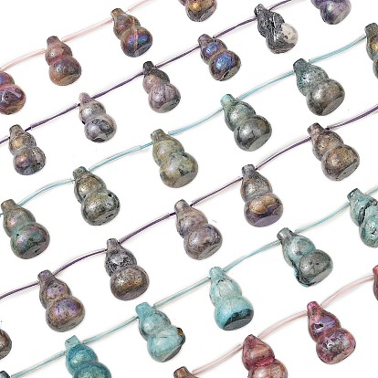 Гальванизированные нити из натуральных бусин гемиморфита, Горлянка, сверху жареный