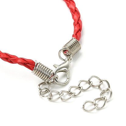  création à la mode de bracelet tressée en vuir imitation, avec fermoirs mousquetons en fer et chaînes d'extrémité
