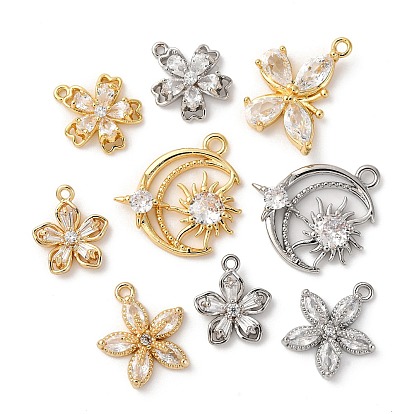Латунные микро проложить кубического циркония прелести, без кадмия, без никеля и без свинца, цветок/луна/бабочка