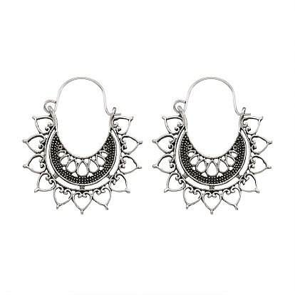 Серьги в стиле ретро с богемным сплавом, серьги мандалы, луна с сердцем