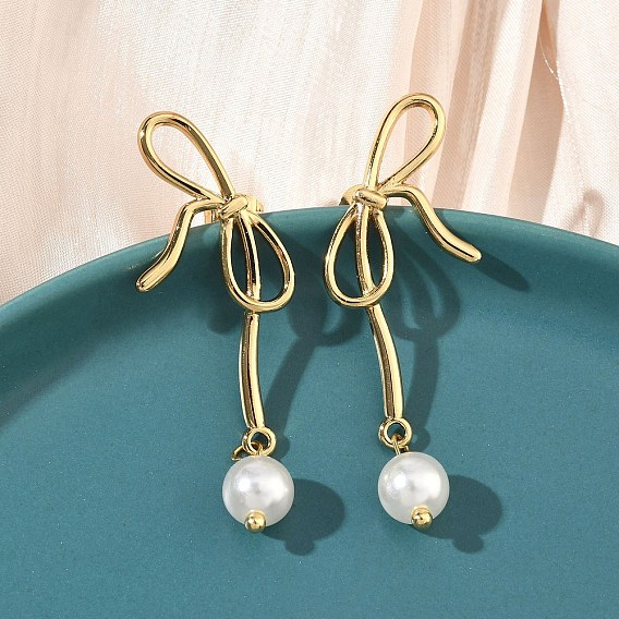 Серьги-гвоздики bowkont 304 из нержавеющей стали и акрила, с имитацией жемчуга, ионное покрытие (ip), долговечный