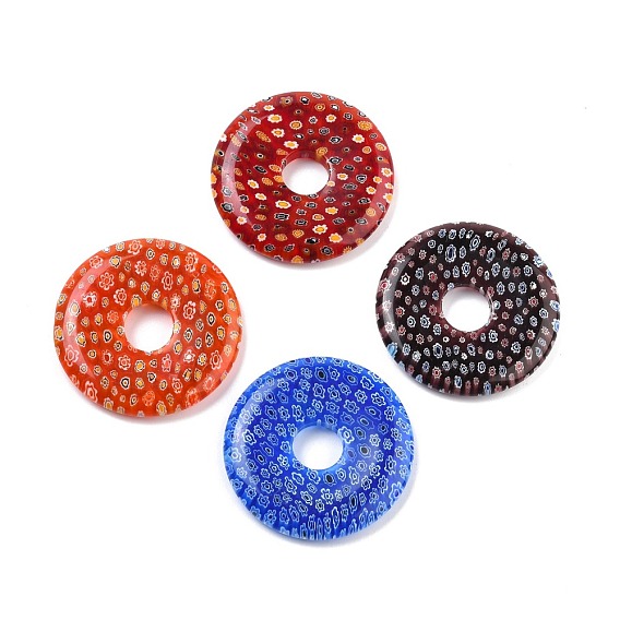 La main de perles de verre millefiori, disque de donut / pi