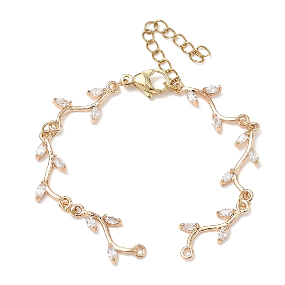 Fabrication de bracelets en laiton sertis de micro-pavés de zircon cubique transparents (maillons en forme de branche)