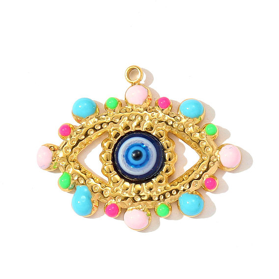 304 нержавеющей стальной эмали подвески, Злые чары глаз, ионное покрытие (ip), реальный 18 k позолоченный