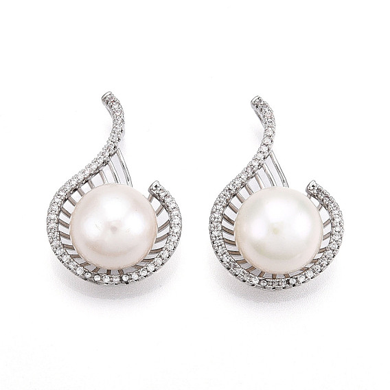 Подвески из натурального пресноводного жемчуга, латунные микропаве прозрачные подвески с фианитом, слезинки