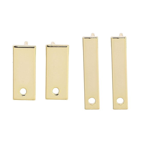 Латунные серьги, прямоугольные