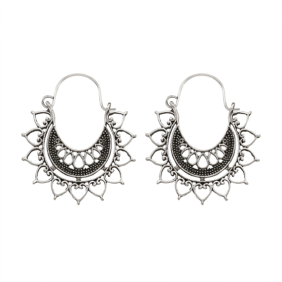 Серьги в стиле ретро с богемным сплавом, серьги мандалы, луна с сердцем