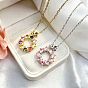 Brass Pave Cubic Zirconia Ring Pendant 304 Stainless Steel Cable Chain Necklaces for Women