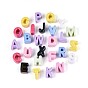 Непрозрачные акриловые бусины с УФ-покрытием, радужный, алфавит