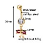 Brass Cubic Zirconia Navel Ring, Belly Rings, with 304 Stainless Steel Bar, Cadmium Free & Lead Free, Bowknot