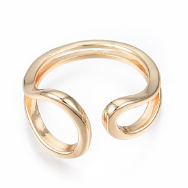 Brass Wire Wrap Teardrop Open Cuff Ring for Women, Nickel Free