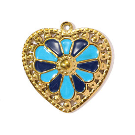 304 нержавеющей стальной эмали подвески, сердце прелести, ионное покрытие (ip), реальный 18 k позолоченный