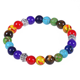 8MM Natural Stone Yoga Bracelet with Energy Beads and Colorful Stones