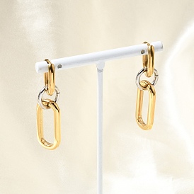 304 серьги из нержавеющей стали для женщин, двухцветный овал с кольцом