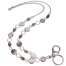 Fabrication de porte-clés bricolage, avec des perles de coquillage, 304 Anneaux en acier inoxydable, fermoirs clés en alliage, 304 chaînes de câble en acier inoxydable et épingle à oeil en fer
