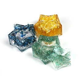 Natural Gemstone Chips & Resin Storage Box Decorations, for Home Office Desk, Star