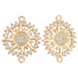 8 Шт. латунь Micro Pave прозрачный кубический цирконий соединительные подвески, солнечные ссылки