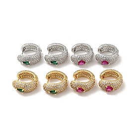 Cubic Zirconia Snake Hoop Earrings, Rack Plating Brass Jewelry for Women