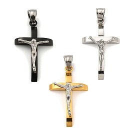 304 Stainless Steel Pendants, Cross with Jesus