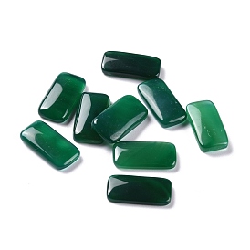 Natural Dyed & Heated Green Onyx Agate Beads, No Hole/Undrilled, for Wire Wrapped Pendant Making, Rectangle