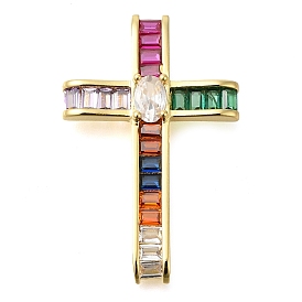 Подвески из латуни с прозрачным фианитом, без кадмия и без свинца, крест прелести