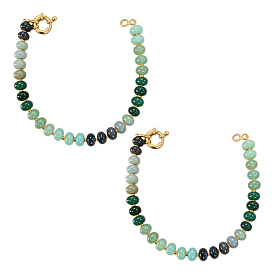 2шт. браслеты из натуральных смешанных бусин из драгоценных камней, украшения для женщин, плоско-круглые