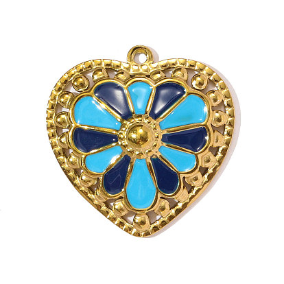 304 нержавеющей стальной эмали подвески, сердце прелести, ионное покрытие (ip), реальный 18 k позолоченный