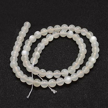 Natural White Moonstone Beads Strands, Grade AB, Round