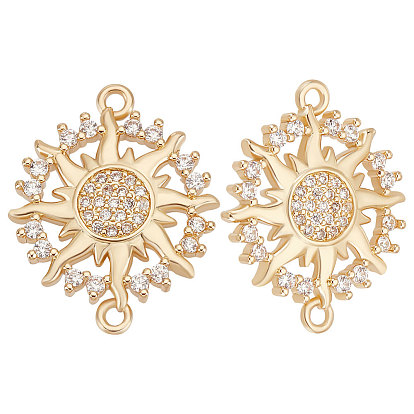 8 Шт. латунь Micro Pave прозрачный кубический цирконий соединительные подвески, солнечные ссылки