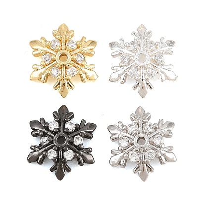 Латунные прозрачные бусины из кубического циркония, без кадмия и без свинца, стойки покрытие, долговечный, снежинка