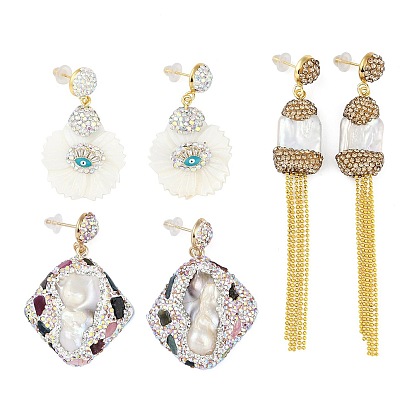 Покрытие стойки из латуни с натуральным турмалином и ракушками, с серьгами-пусетами ручной работы из Индонезии из натурального жемчуга. долговечное покрытие