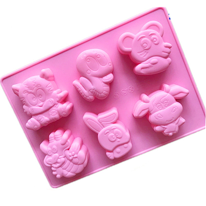 Moules en silicone de qualité alimentaire, moules à gâteaux pour la cuisson, biscuit, chocolat, moule à savon, tigre & serpent & dragon & lapin & souris & hippopotame