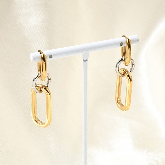 304 серьги из нержавеющей стали для женщин, двухцветный овал с кольцом