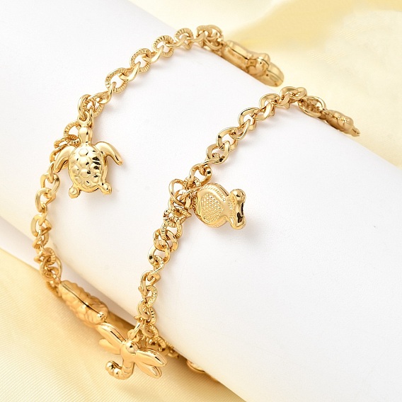 304 из нержавеющей стали шарм браслеты, рыба и черепаха, золотые