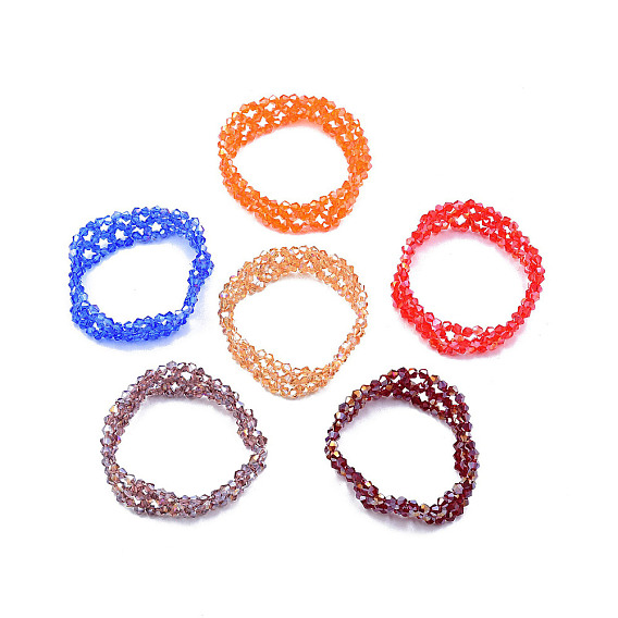 Эластичный браслет из стеклянных бусин, плетеный цветочный браслет для женщин