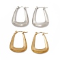 201 Stainless Steel Trapezoid Hoop Earrings with 304 Stainless Steel Pins for Women