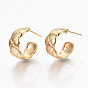 Brass Half Hoop Earrings, Stud Earring, Textured, Ring, Nickel Free
