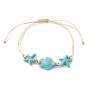 4Pcs 4 Styles Synthetic Turquoise Braided Starfish & Tortoise Beaded Bracelets for Women