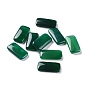 Natural Dyed & Heated Green Onyx Agate Beads, No Hole/Undrilled, for Wire Wrapped Pendant Making, Rectangle