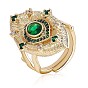 Green Cubic Zirconia Evil Eye Adjustable Rings, Brass Chunky Ring for Men
