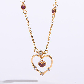 Luxury Choker Necklace with Heart-shaped Zircon for Summer Fashion Jewelry