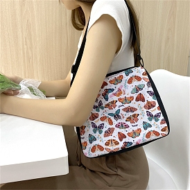 Butterfly Printed Polyester Shoulder Bags, for Women Bags, Rectangle