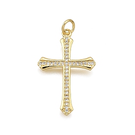 Латунные микро проложить кубического циркония подвески, крестик, долговечный, без свинца и без кадмия, стойки покрытие, с целью перехода в кольце